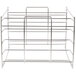 A Metro mini rack with four metal shelves and metal rods.