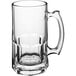 a clear glass mug with a handle