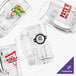 A group of clear Acopa beer mugs with custom logos.