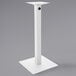 A white square table base with a pole.