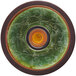 A green and brown Elite Global Solutions melamine platter with a ginkgo leaf design.