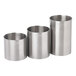 A Barfly stainless steel thimble measure set with three pieces.