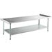 A Steelton stainless steel equipment stand with undershelf and galvanized legs.