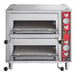 An Avantco double deck countertop pizza oven with two doors and gauges.