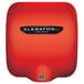 A red and black Excel XLERATOReco hand dryer.