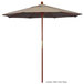 A close-up of a California Umbrella with Sunbrella canopy and hardwood pole.