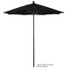 A black California Umbrella with a Sunbrella canopy on an aluminum pole.