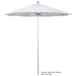 A white California Umbrella with a metal pole.