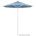 A California Umbrella with a blue Sunbrella canopy.