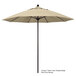 A California Umbrella Sunbrella canopy in beige on a black pole.