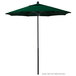 A green California Umbrella with a black pole.