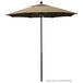 A California Umbrella Oceanside Sunbrella canopy on a black pole.