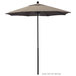 A California Umbrella Sunbrella Oceanside round umbrella with a black pole.