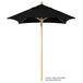 a black umbrella with a wooden pole