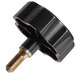 A black screw with a screw head.