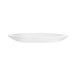 An Arcoroc white round rimless opal glass dessert plate on a white background.