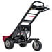 A black and red Magliner motorized hand truck with foam filled wheels.