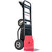 A black and red Magliner motorized hand truck with a red handle.