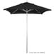 A black California Umbrella with a metal pole.