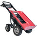 a red and black hand truck