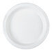 A white paper plate with a white border.