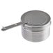 A silver stainless steel Vollrath chafer fuel holder with a lid.