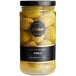 A jar of Belosa garlic stuffed queen olives with a label.