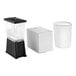 A cold brew system set including a black and clear dispenser, a white bucket with lid, and a white box.