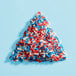 A triangle of Adourne red, white, and blue sprinkles.