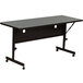 A black rectangular Correll seminar table with wheels.