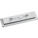A white metal rectangular nametag with a white metal pin.