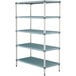 A white MetroMax Q shelving unit with four shelves.