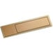 A rectangular gold metal plate with a black border.