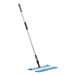 A Lavex mop with a blue handle and white base with a blue microfiber cloth.