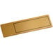 A rectangular gold plastic nametag with a black border.