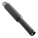 A close up of a black metal pipe with a grey handle.