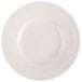 An ivory china bread and butter plate with an embossed circular pattern.