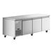 An Avantco stainless steel undercounter refrigerator with three doors.