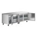 A stainless steel Avantco undercounter refrigerator with two doors.