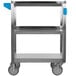 a metal cart with wheels