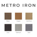 A color palette with metro iron and white color options for a H. Risch, Inc. Gatsby menu clipboard.