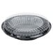 A D&W Fine Pack black plastic pie container with a clear low dome lid.