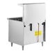 A stainless steel U.S. Range commercial gas range with a standard oven door open.