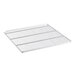 A white metal rack with wire shelves.