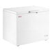 A white Galaxy CF10HC commercial chest freezer with a 9.6 cubic foot capacity.