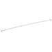 A long thin metal blade with a white handle.