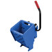 A blue plastic Rubbermaid WaveBrake mop wringer container with black handles.