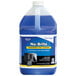 A blue Nu-Brite gallon container of blue liquid.