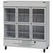 A Beverage-Air Horizon Series bottom mount half glass door reach-in refrigerator.