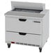 A white Beverage-Air refrigerator with 2 drawers.